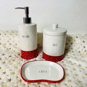 Rae Dunn Christmas polka dots bathroom accessories